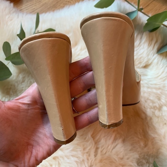 L’Idea Beige Leather Y2K Embellished Mule Slides - Picture 8 of 10